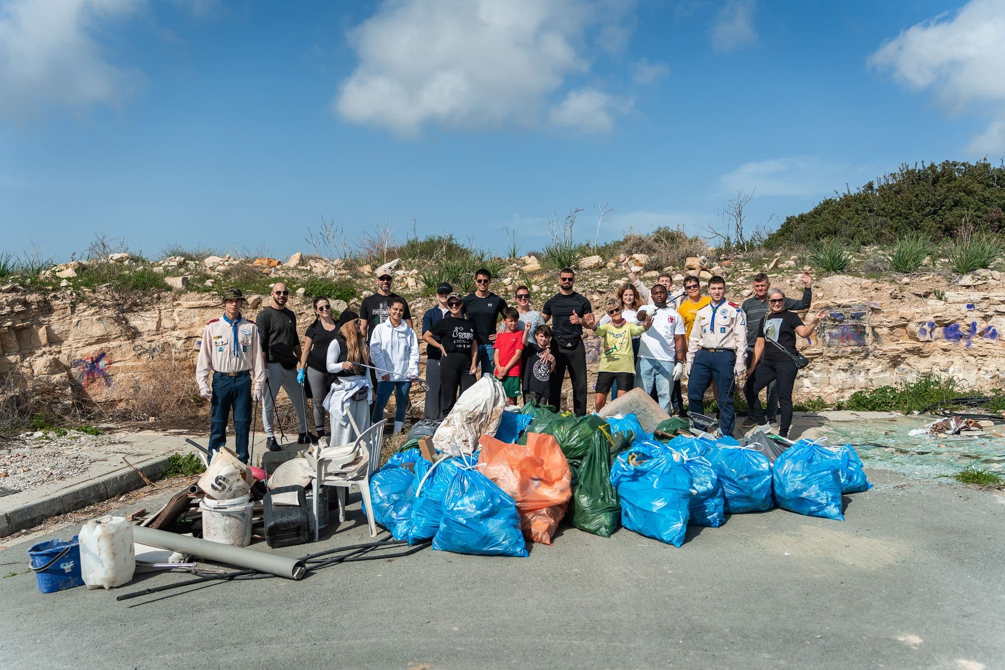 Island Keeper community members working together during a cleanup event